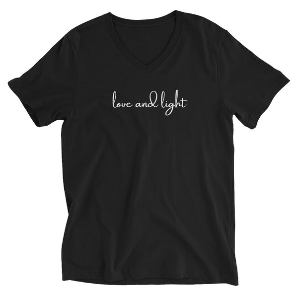 Unisex Short Sleeve V-Neck Love and Light T-Shirt