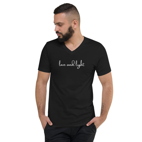 Unisex Short Sleeve V-Neck Love and Light T-Shirt