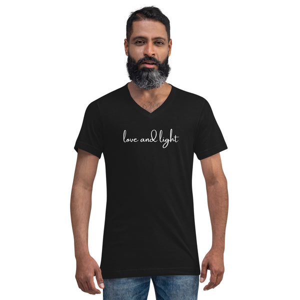 Unisex Short Sleeve V-Neck Love and Light T-Shirt