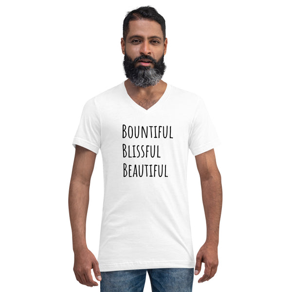 Unisex Short Sleeve V-Neck Bountiful Blissful Beautiful T-Shirt