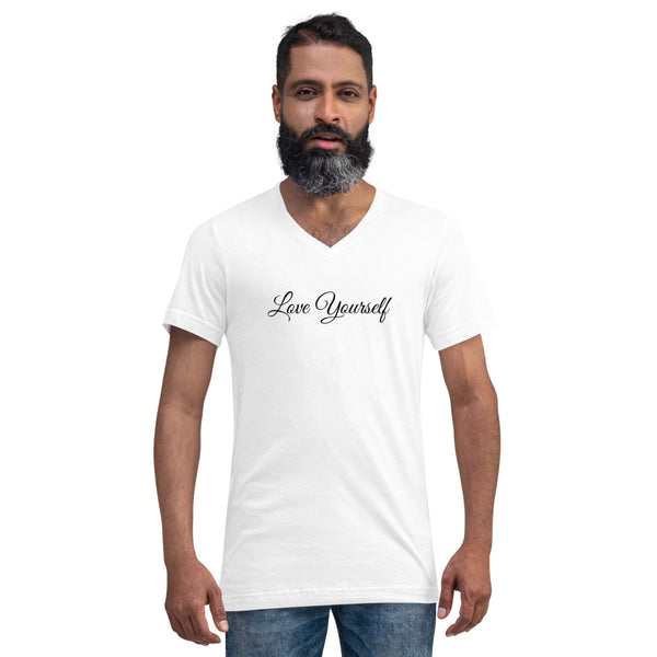 Unisex Short Sleeve V-Neck Love Yourself T-Shirt