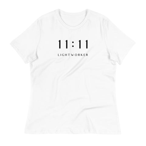 Women's 11:11 Lightworker T-Shirt (Black Text, Relaxed Fit)