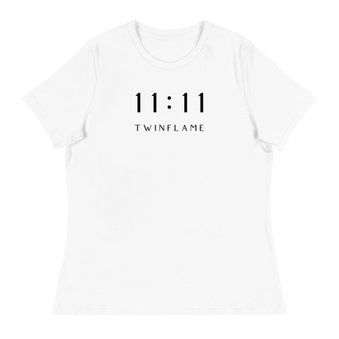 Women's 11:11 TwinFlame T-Shirt (Black Text, Relaxed Fit)
